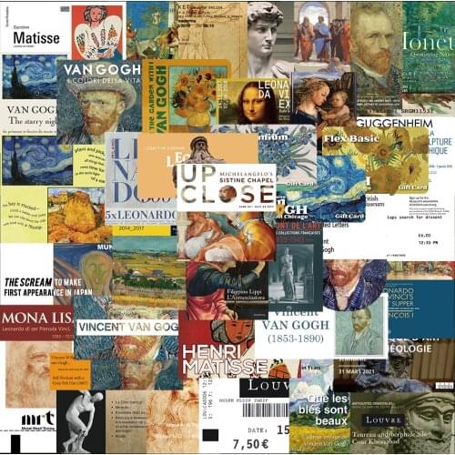 10/50pcs Waterproof The Painting of Van Gogh Graffiti Stickers for Guitar Luggage Phone Skateboard Aesthetic DIY Decor Stickers