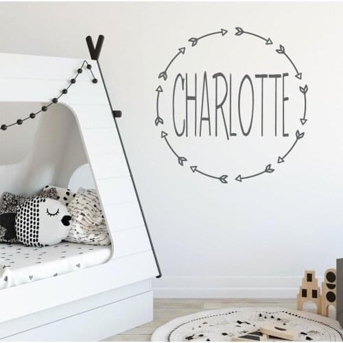 Makeyes Custom Name Arrows Wall Stickers Kids Baby Bedroom Home Wall Decor Arrocw Circles Wall Decals Vinyl Art Design Q229