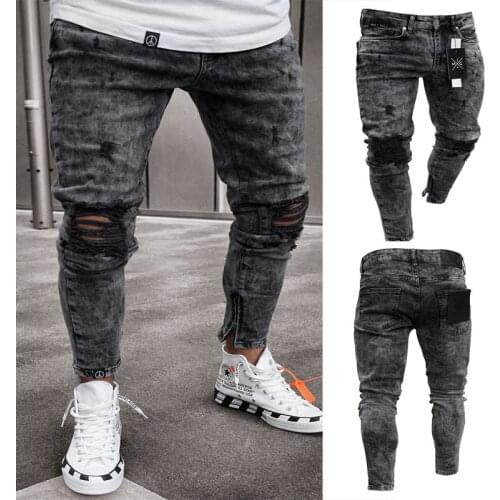 2020 New Black Ripped Jeans Slim Fit Fashion Denim Jeans Casual High Quality Mens Jeans