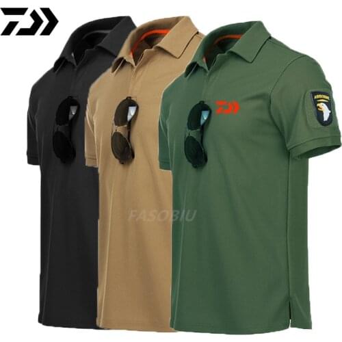 Daiwa Fishing Clothing Tshirt Men Breathable Quick Dry Fishing Clothes Outdoor Sport Men Short Sleeve Polo Tee Fishing T Shirt