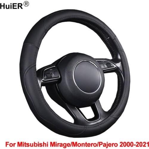 Car Steering Wheel Cover M Size Wrap For Mitsubishi Mirage Montero Pajero 2000 -2021 37 38 CM M Size Braid on the Steering wheel