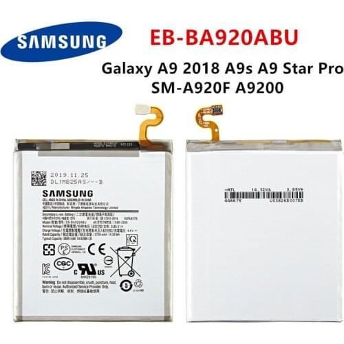 SAMSUNG Orginal EB-BA920ABU 3800mAh Battery For Samsung Galaxy A9 2018 A9s A9 Star Pro SM-A920F A9200 Mobile Phone