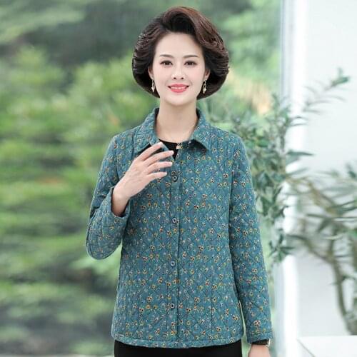 Autumn Winter Mothers Plus Cotton Linen Shirt Thin cotton Warm Jacket new Middle-aged Elderly Womens Plus size 5XL Overcoatt