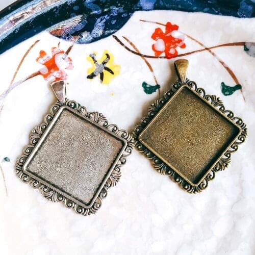 5pcs/lot 30mm Necklace Pendant Setting Antique Bronze Silver Glass Cabochon Blank Base Supplies for Jewelry Finding T231