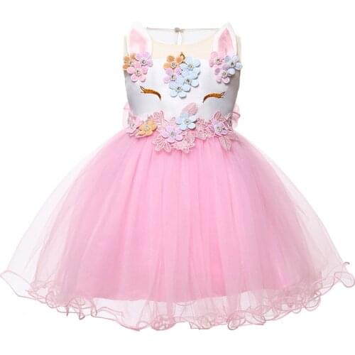Baby girls princess dress 2019 new unicorn flower party dress kids 1st birthday dresses for baby girls vestidos infant gowns
