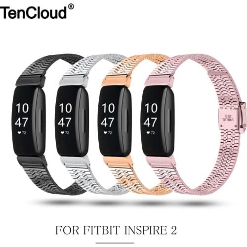Watch Band For Fitbit Inspire 2 HR Metal Wrist Strap For Fitbit ACE 2 Bracelet Replacement Stainless Steel Loop Adjustable Belt