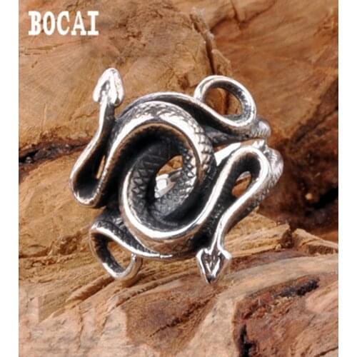 S925 vintage jewelry silver ring domineering silver ring finger male wolf Garnett factory direct