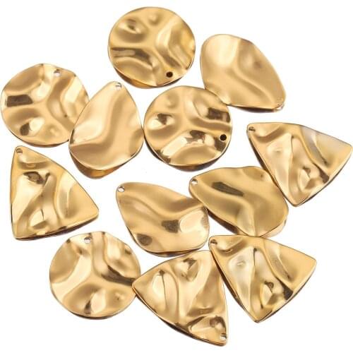 10PCS Gold Stainless Steel Stamping Geometry Pendants Earring Charms Connectors for DIY Jewelry Making Supplies Wholesale Items