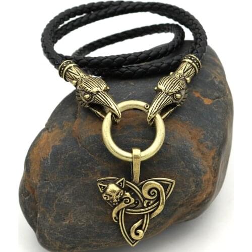 Nordic Odin Viking Crow Pendant Necklace Hip Hop Punk Wolf Raven Skull Chain Necklaces for Women Men Boho Gothic Amulet Jewelry