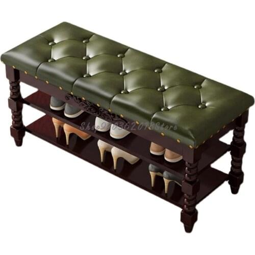 Solid Wood Shoe Changing Stool All Solid Wood Household Door Light Luxury Door Shoe Cabinet Storage Bench Sofa Shoes Stool Shoe