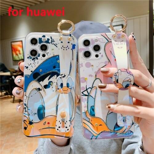 Disney Donald Duck Daisy All-inclusive Phone Cases for Hauwei P40 Pro 30 Nova7 Nova 8 6 Mate40 Soft Rubber Back Cover Wristband