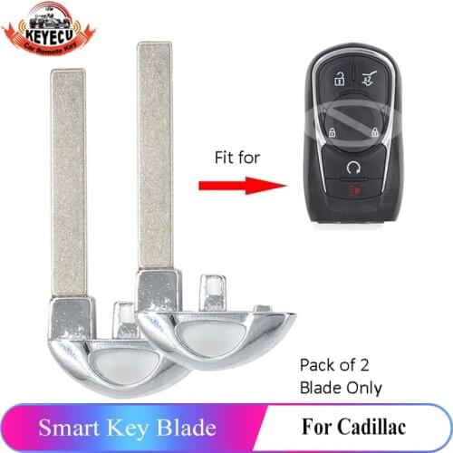 KEYECU Pair Replacement Emergency Smart Prox Remote Fob Key Insert for Cadillac 2015-2018 Uncut Blade Blank FCC ID: HYQ2AB