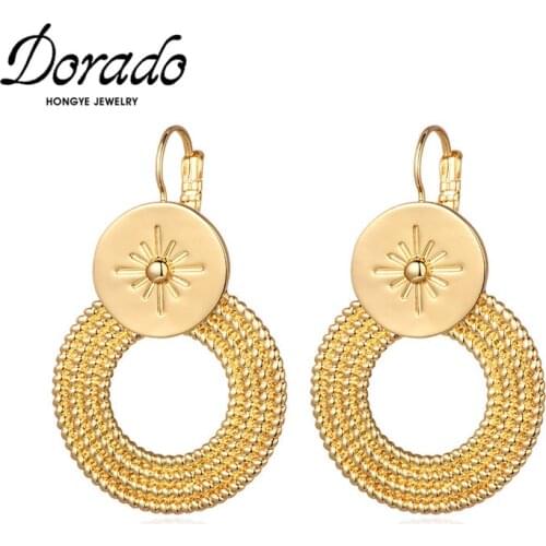 Dorado New Vintage Hollow Round Drop Earrings for Women Punk Party Jewelry Circle Gold Color Hanging Dangle Brincos 2021
