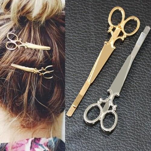 Golden Silver Scissors Hair Clips & Pins Clip Barrettes Hairgrips Headwear Hair Accessories for Women