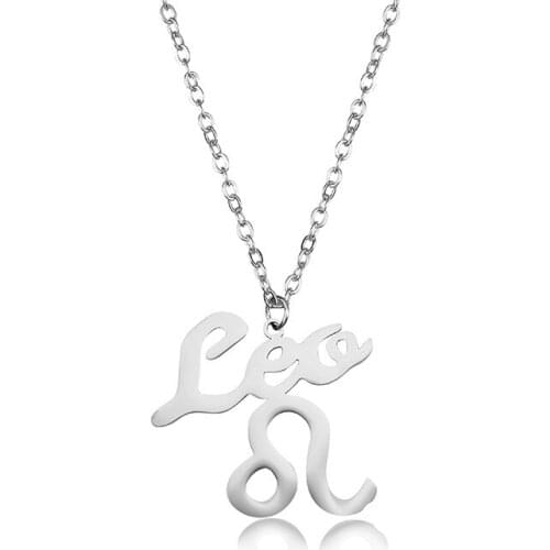 Letter Leo Stainless Steel Zodiac Necklace Sign Constellation Signs Pendant Necklaces For Women 12 Constellation Jewelry