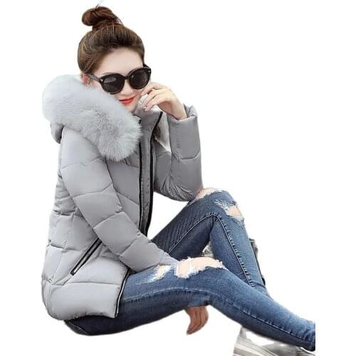 Winter Womens Coton Coat Overcoat Parka Short New Slim Ms Down Cotton Clothes Outerwear Big Fur Collar Thicken Cotton Jacket