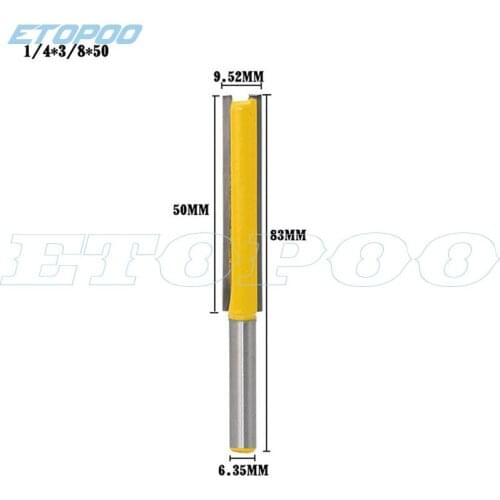 1/4*3/8*50 1/4*3/8*76 handle lengthened straight knife double-edged sword long trim router cutter trimming woodworking tool