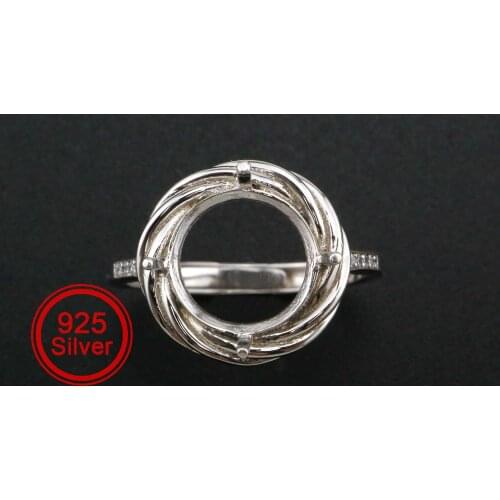 10MM Round Prong Ring Settings Solid 925 Sterling Silver DIY Adjustable Ring Bezel for Gemstone 1212068