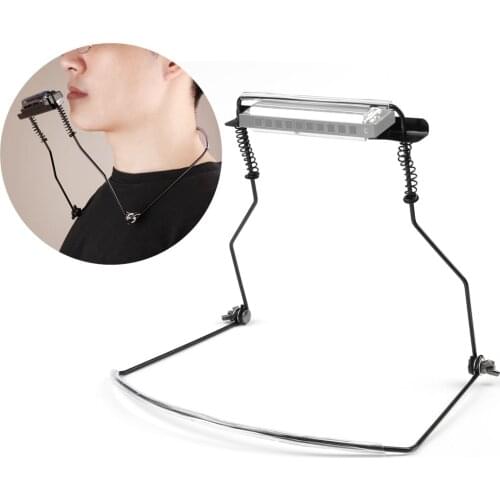 10 Holes Harmonica Neck Holder Adjustable Mouth Organ Stand Harmonica Harp Rack -Metal black New 40 Z