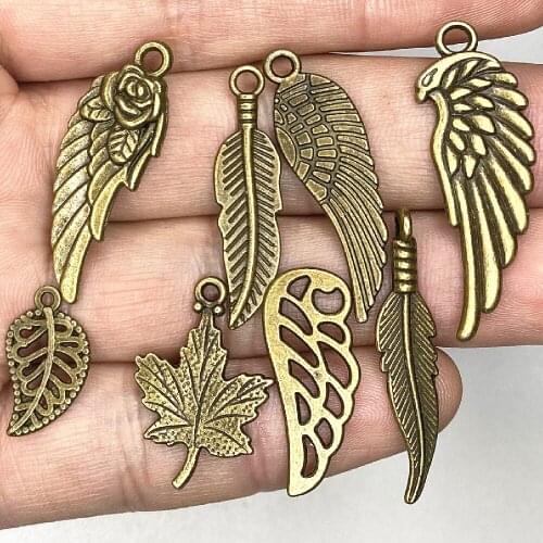 10Pcs Eagle Feather Charm Alloy Metal Jewelry Vintage Feather Jewelry Pendant HandmadeDiy Making