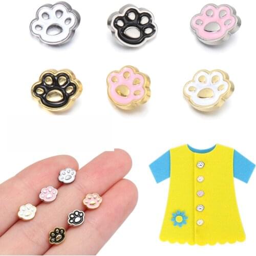 20pcs Tiny Mini Buttons Metal Cat Paw DIY Doll Buckles For Clothing Woman Kids Decorative Doll DIY Mini Clothes Sewing Accessory
