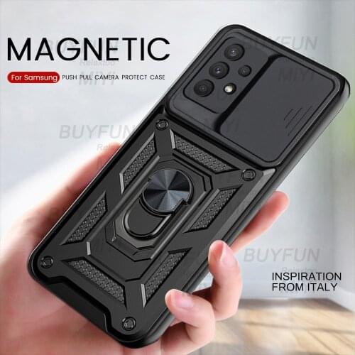 Car Magnetic Stand Ring Camera Protection Case For Samsung Galaxy S21 Ultra Plus FE A12 A22 A32 A42 A52 A72 2021 5G Coque Fundas