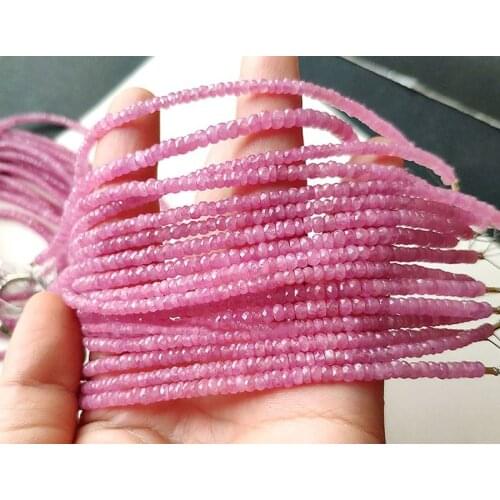 AAAA LOOSE BEADS 3-3.5mm pink Sapphire roundel faceted wholesale for DIY jewelry necklace 16cm