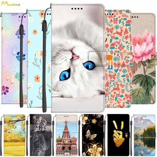 Cute Cat Wolf Leather Flip Cover For Samsung A70 Case Book Style Wallet Holster For Samsung Galaxy A50 Case A70S A 70 Funda Capa