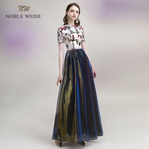 Long Prom Dresses O-Neck Floor-Length A-Line Vestidos De Fiesta Prom Long Elegant Dresses