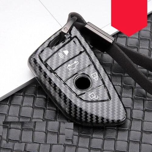 Glossy ABS Car Key Case For BMW 1 2 3 5 Series BMW X5 X6 X1 F48 F16 F15 Keychain Carbon Fiber Styling Remote Fob Protector Cover