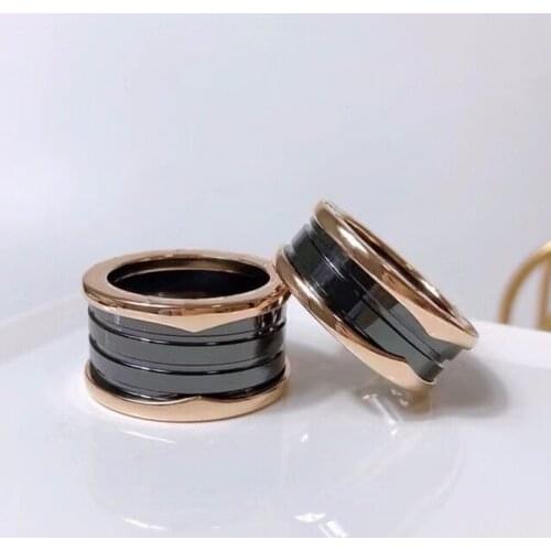 Hot sale Original 925 Sterling Silver Ceramic Ring for women Rose Gold Couple Ring Classic High Quality Jewelry Wedding Gifting
