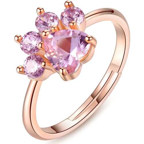 Exquisite Rose Gold Cat Claw Cute Ring Fashion Simple Female Romantic Birthday Gift