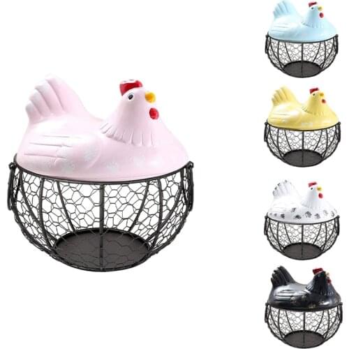 Egg Basket,Eggs Holder Basket, Organizer Storage Wrought Wire Restaurant Storage Basket,Kitchen Hen Decor
