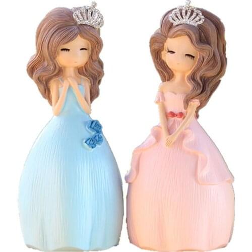 Creative Princess Miniature Cake Decoration Cute Resin Princess Girl Piggy Bank Night Light Crafts Home Decoration Birthday Gift