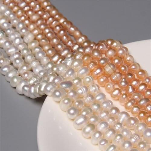 6-7mm Baroque Irregular Natural Freshwater Pearl Beads Round Loose Spacer Pearls Beads For Jewelry Making DIY Bracelet Accessory
