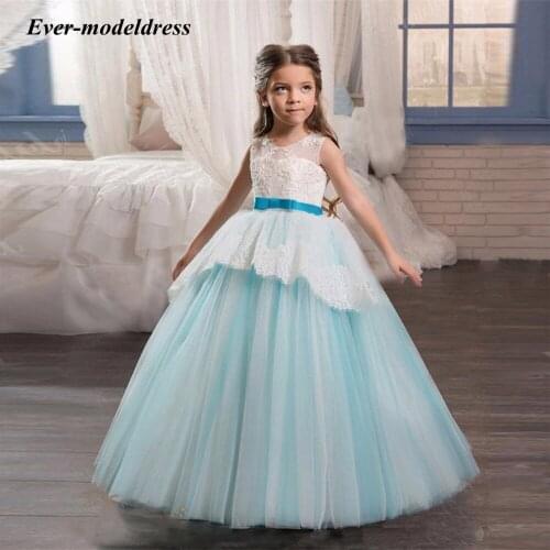 Lace Flower Girl Dresses Princess Ball Gown Tutu Skirt Long Birthday Party Christmas Kids Vestidos 2021 New Girls Pageant Gowns