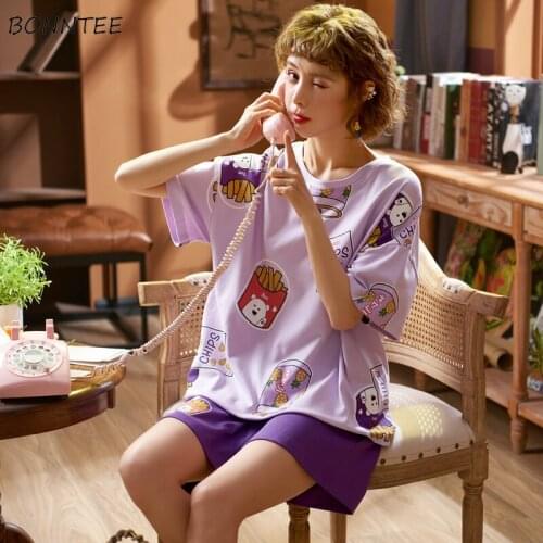 Summer Pajama Sets Women Sweet Soft Fashion Korean Ladies 2 Piece Set Pajamas Short Sleeve Chic Preppy Casual Female Sleepwear