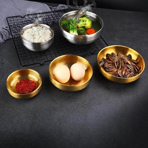 Small Dish Double Layers Insulation Stainless Steel Korean Style Anti-scalding Kimchi Bowl Saucer Kitchen Supplies Snack dish