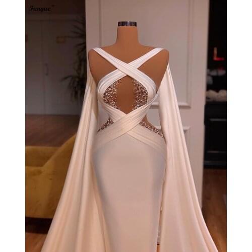 Fashion Cross Neck Sexy Mermaid Wedding Dresses 2021 Real Vestidos De Noiva Charming Court Train Beading Dubai Bride Dresses