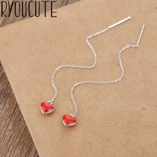 Fashion Silver Color Heart Earrings for Women Long Earrings Pendientes Brincos Wedding Jewelry
