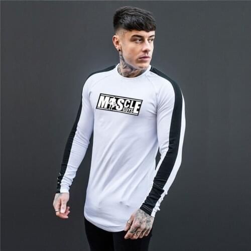 Muscleguys Mens T Shirts Fashion 2021 Long Sleeve T Shirt Men Brand Stretch Cotton O-neck Tshirt Spring Clothing Casual T-shirt