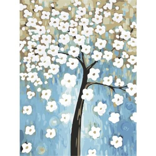Petal Tree Painting By Numbers For Adults Natural Scenery Acrylic Peinture Pair Number Canvas Drawing Diy Landscape Decor Home