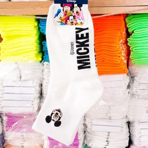 Disney Women Socks Cartoon Character Cotton Socks Harajuku Female Cute Unisex Skatebord Socks Hipster Fashion mickey Print