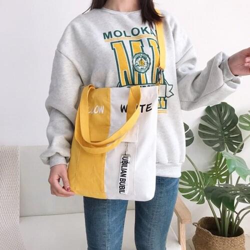 2021 New Canvas Bag Womens Shoulder Stitching One Shoulder Diagonal Fashion All-match Canvas Handbag Shopping Ins Travel Bag