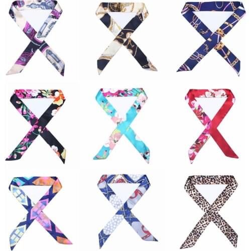 2021 New Print Handle Bag Ribbons Brand Small Silk Scarf For Women Fashion Head Scarf Small Long Scarves Neckerchief Wholesale