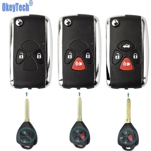 OkeyTech Flip Folding Remote Auto Car Key Case Shell Fob Replacement 2 3 4 Buttons for Toyota Camry RAV4 Corolla PRADO YARIS