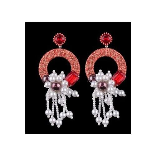 Wholesale & Marcasite inlay white sea shell Gorgeous lady handmade pearl fringed earring with sweet diamon and Earrings