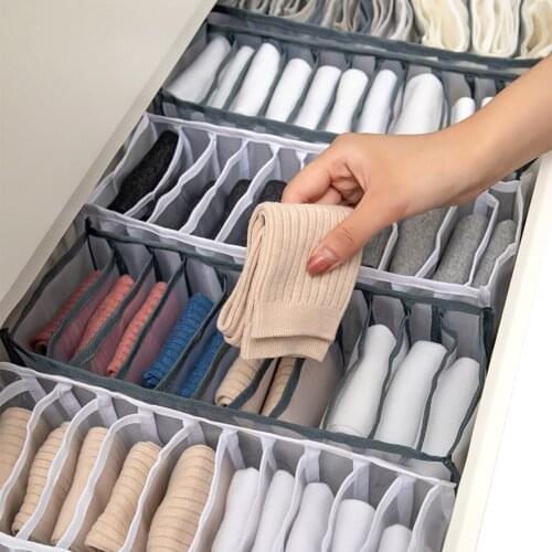 Underwear Storage Organizer Box 3Pcs/Set Socks/Scarf/Bra Grid Wardrobe Drawer Organizer Foldable Closet Fabric Home Container