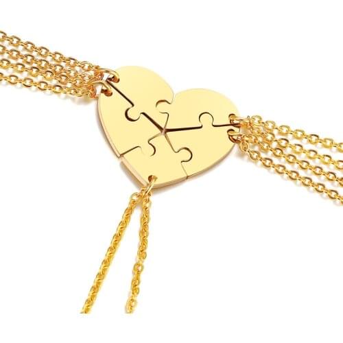 2021 European And American Stainless steel Graduation Friendship Heart-shaped Puzzle Pendant Necklace Suitable For Women And Men