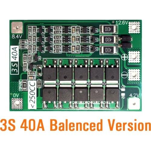 Battery Protection Board with Balanced Version for Drill 3S 40A BMS 11.1V 12.6V 18650 Lithium 40A Current/ Motorcycle Battery